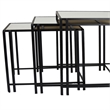 Benjara Buckley Nesting Plant Stand Table Set of 2- Black Metal- Mirrored Top