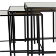 Benjara Buckley Nesting Plant Stand Table Set of 2- Black Metal- Mirrored Top