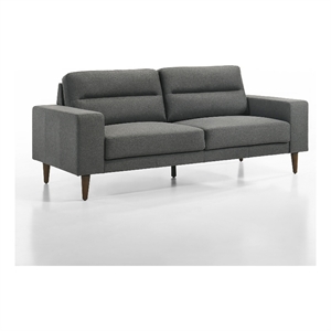 Benjara Vile Sofa- 79&quot Gray Polyester- Classic Tapered Solid Wood Legs