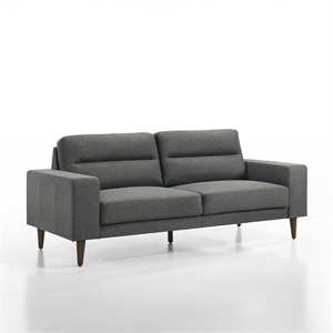 Benjara Vile Sofa- 79&quot Gray Polyester- Classic Tapered Solid Wood Legs