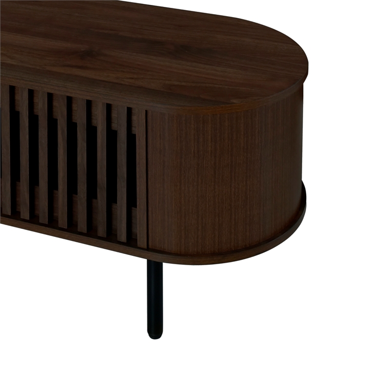 Benjara Brandon TV Stand Media Console- Shelf 2 Cabinets- Dark Brown- 71 Inch