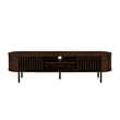 Benjara Brandon TV Stand Media Console- Shelf 2 Cabinets- Dark Brown- 71 Inch
