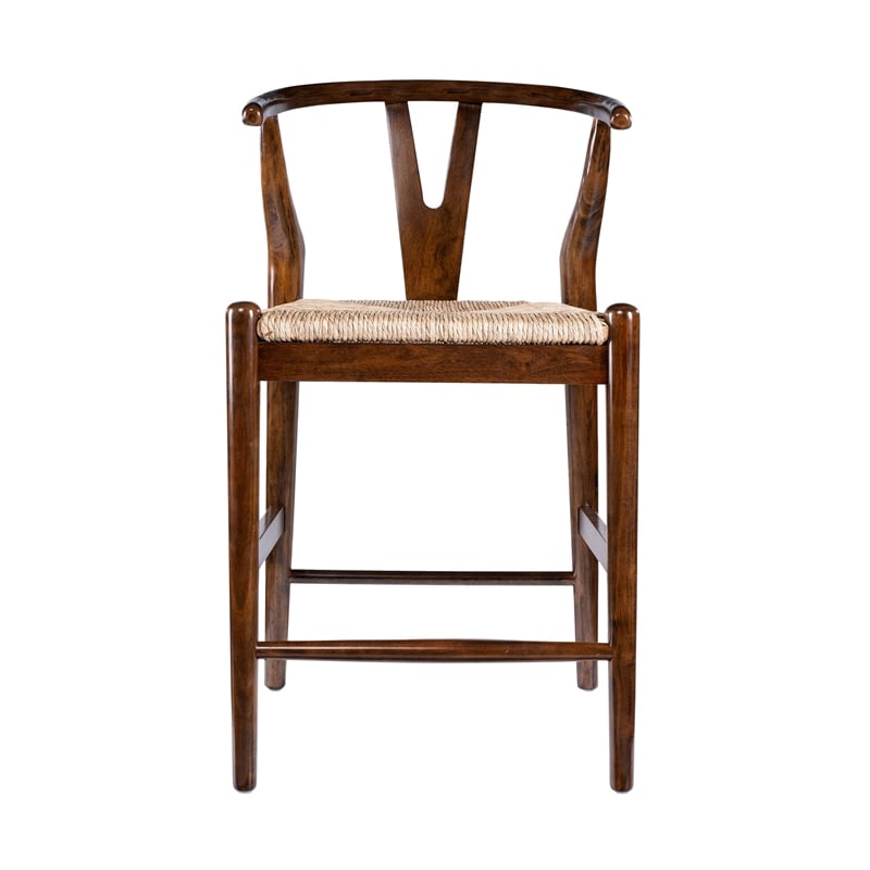 Benjara Cera Counter Stool Chair- Handwoven Rope- Cappuccino Brown