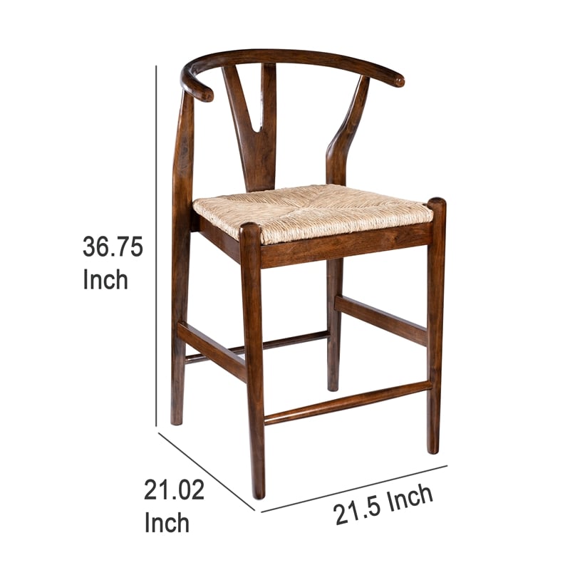 Benjara Cera Counter Stool Chair- Handwoven Rope- Cappuccino Brown