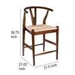 Benjara Cera Counter Stool Chair- Handwoven Rope- Cappuccino Brown