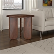 Benjara Novo Side End Table- 24 Inch- Three Panel Legs- Brown Mango Wood