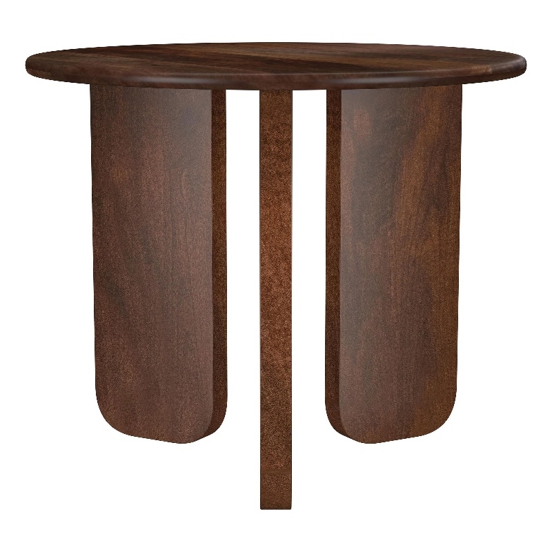 Benjara Novo Side End Table- 24 Inch- Three Panel Legs- Brown Mango Wood