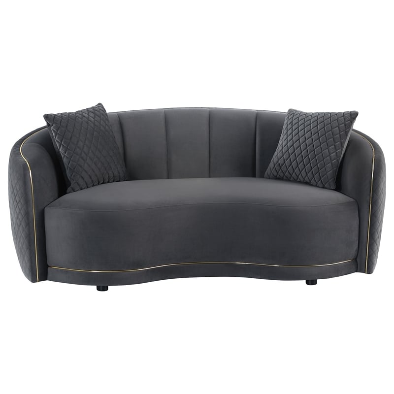 Benjara Buo Curved Loveseat- 73