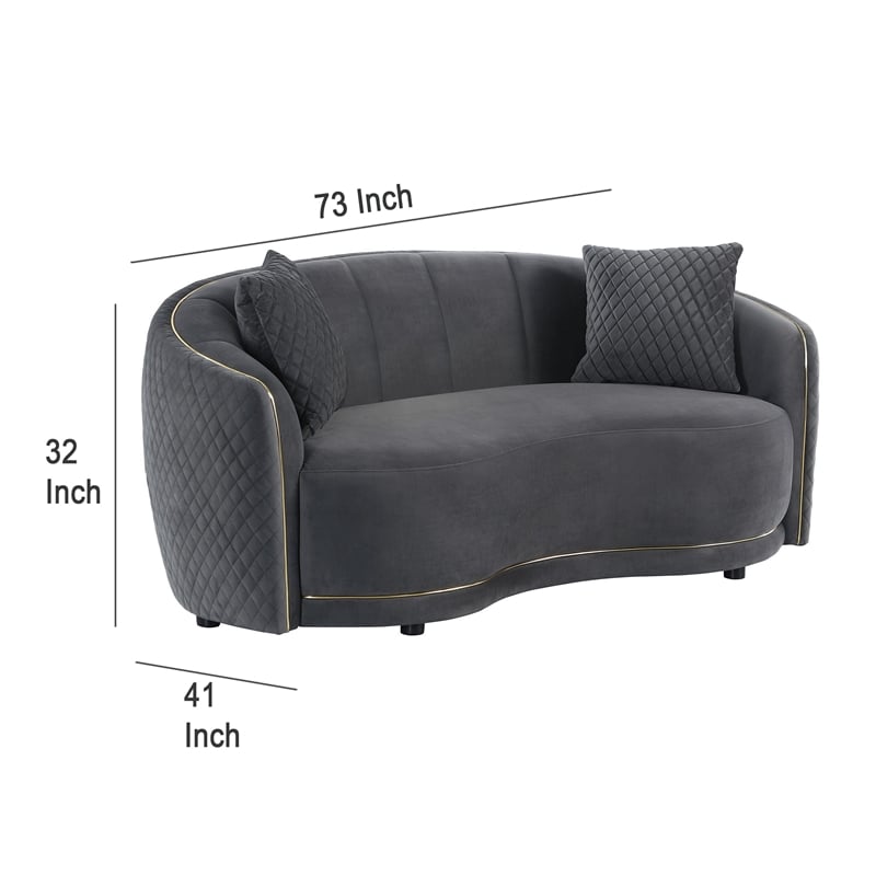 Benjara Buo Curved Loveseat- 73