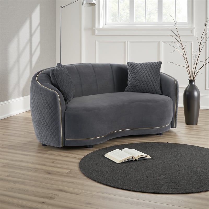 Benjara Buo Curved Loveseat- 73