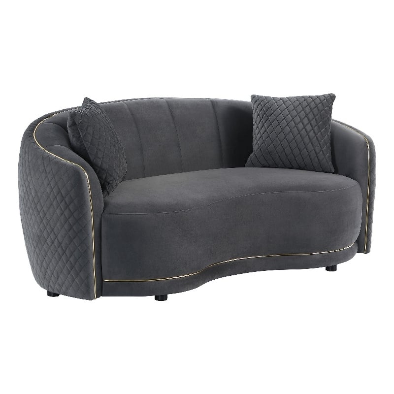 Benjara Buo Curved Loveseat- 73