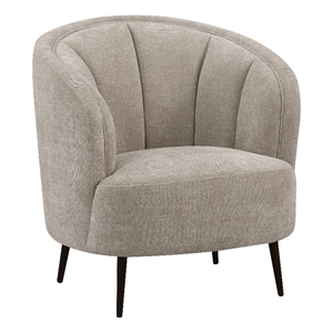 Benjara Zui Curved Accent Armchair- 33&quot- Beige- Modern Sleek Tapered Metal Legs