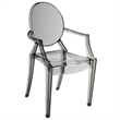 Benjara Lily 4pc Indoor Outdoor Dining Armchairs- Clear Gray Plastic