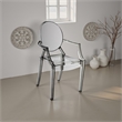 Benjara Lily 4pc Indoor Outdoor Dining Armchairs- Clear Gray Plastic
