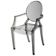 Benjara Lily 4pc Indoor Outdoor Dining Armchairs- Clear Gray Plastic