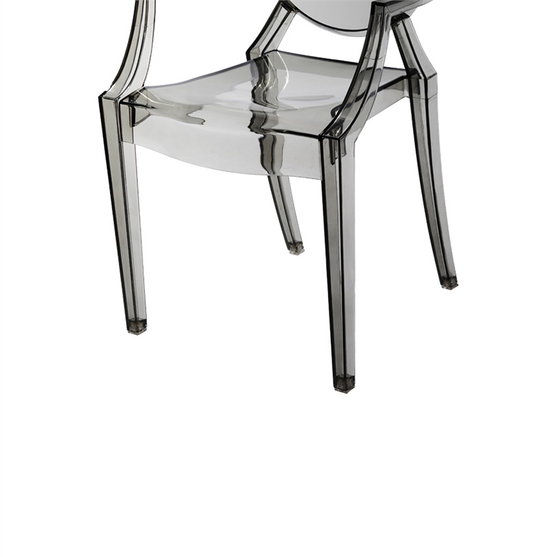 Benjara Lily 4pc Indoor Outdoor Dining Armchairs- Clear Gray Plastic