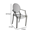 Benjara Lily 4pc Indoor Outdoor Dining Armchairs- Clear Gray Plastic
