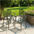 Benjara Lily 4pc Indoor Outdoor Dining Armchairs- Clear Gray Plastic