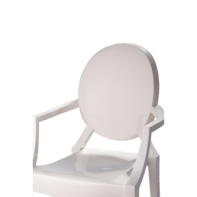 Benjara Lily Outdoor Dining Armchairs Set of 4- Round Backrest- White Plastic