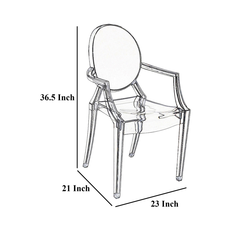 Benjara Lily Outdoor Dining Armchairs Set of 4- Round Backrest- White Plastic