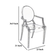 Benjara Lily Outdoor Dining Armchairs Set of 4- Round Backrest- White Plastic