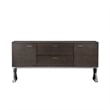 Benjara Rix Sideboard Buffet Console- 2 Door- X Chrome Legs- Brown 69 Inch