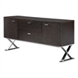 Benjara Rix Sideboard Buffet Console- 2 Door- X Chrome Legs- Brown 69 Inch