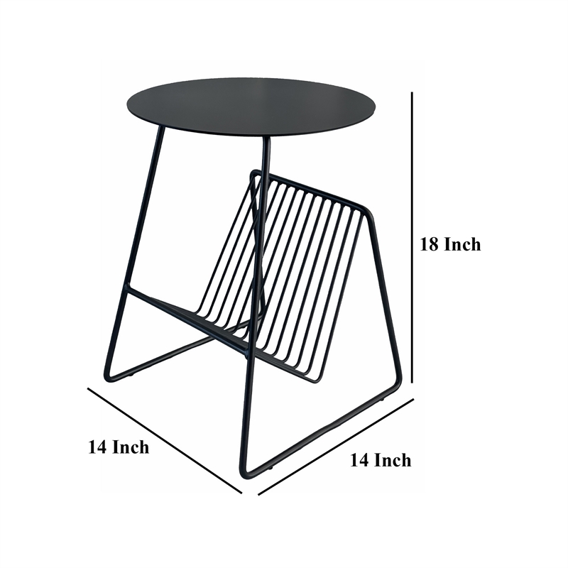 Benjara Zeo Side End Table w Magazine Rack- 14