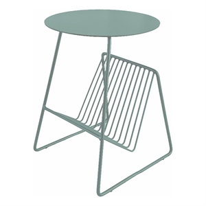 Benjara Zeo Side End Table w Magazine Rack- 14&quot Round Top- Sage Green
