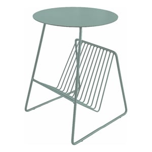 Benjara Zeo Side End Table w Magazine Rack- 14&quot Round Top- Sage Green