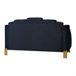 Benjara Theo Loveseat- Black Velvet- Blue LED Lights- Gold Metal Legs- 59 Inch