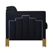 Benjara Theo Loveseat- Black Velvet- Blue LED Lights- Gold Metal Legs- 59 Inch