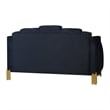 Benjara Theo Loveseat- Black Velvet- Blue LED Lights- Gold Metal Legs- 59 Inch