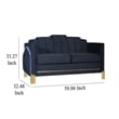 Benjara Theo Loveseat- Black Velvet- Blue LED Lights- Gold Metal Legs- 59 Inch