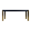 Benjara Theo Dining Table- Gold Metal Legs- Retro Black Wood Frame- 72 Inch