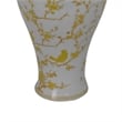 Benjara Chris Lidded Accent Jar- Yellow Bird and Floral- White Ceramic 20 Inch