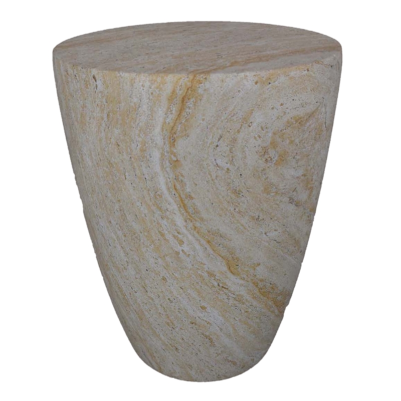 Benjara Archi Plant Stand Table- Tapered Marbled White Resin Base 18 Inch