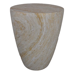 Benjara Archi Plant Stand Table- Tapered Marbled White Resin Base 18 Inch