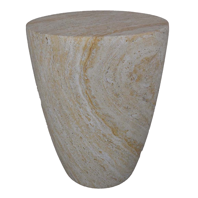 Benjara Archi Plant Stand Table- Tapered Marbled White Resin Base 18 Inch