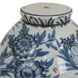Benjara Accent Ginger Jar with Lid- Blue and White Ceramic- Floral Pattern