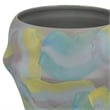 Benjara Accent Flower Vase- Brushstroke Pattern Blue Yellow Ceramic- 10 Inch