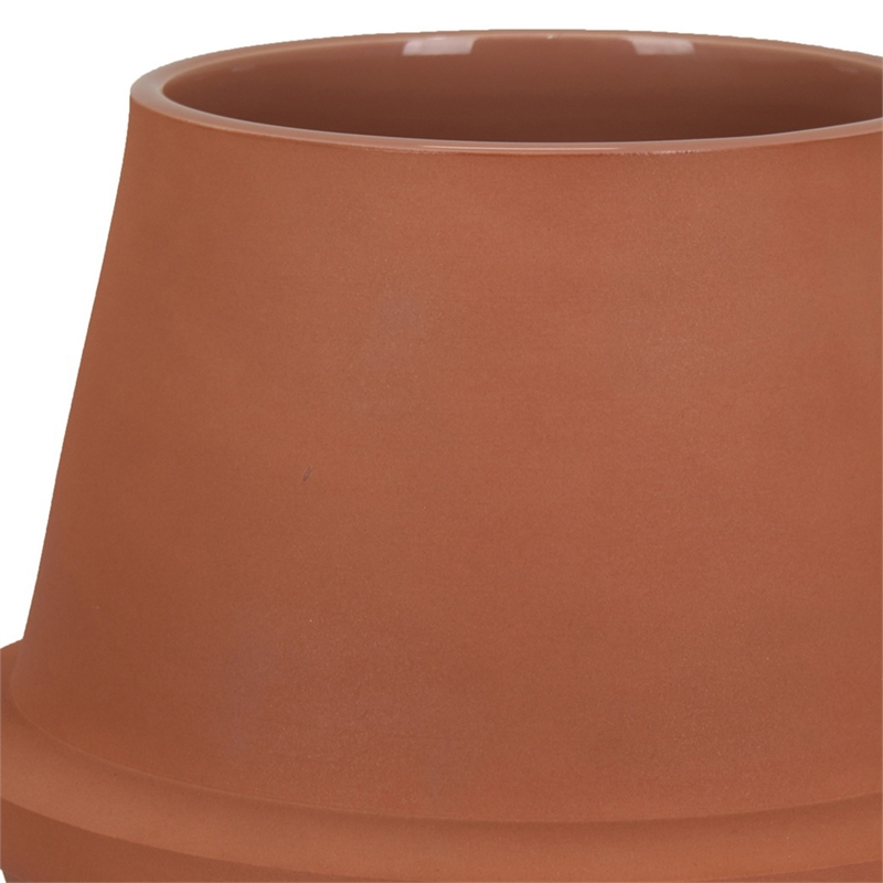 Benjara Decorative Flower Vase- Terracotta Inspired Orange Ceramic 10 Inch