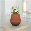 Benjara Decorative Flower Vase- Terracotta Inspired Orange Ceramic 10 Inch