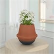 Benjara Decorative Flower Vase- Terracotta Inspired Orange Ceramic 10 Inch