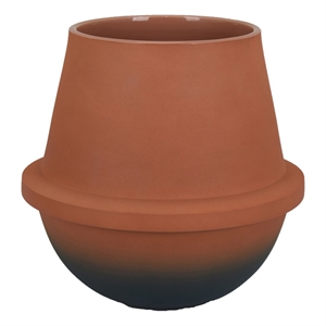 Benjara Decorative Flower Vase- Terracotta Inspired Orange Ceramic 10 Inch