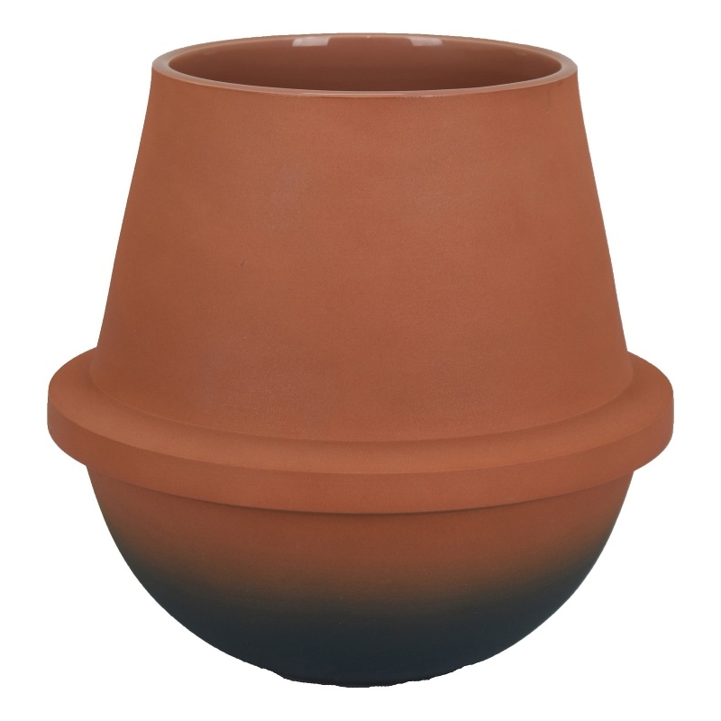 Benjara Decorative Flower Vase- Terracotta Inspired Orange Ceramic 10 Inch
