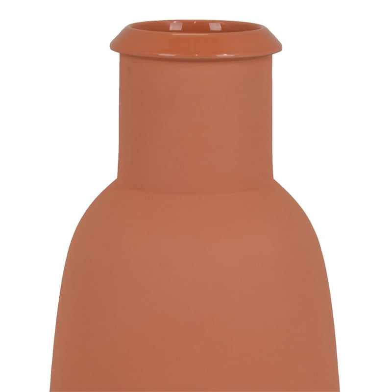Benjara Decorative Flower Vase- Terracotta Inspired Orange Ceramic 15 Inch