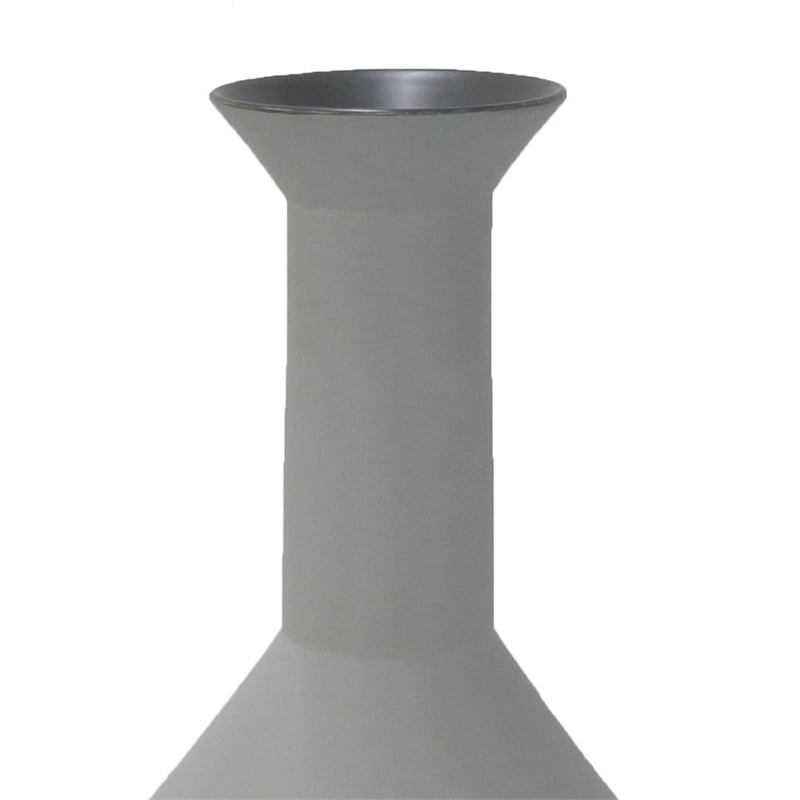 Benjara Accent Flower Vase- Narrow Neck Geometric Shape White Ceramic 14 Inch