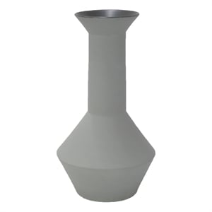 Benjara Accent Flower Vase- Narrow Neck Geometric Shape White Ceramic 14 Inch