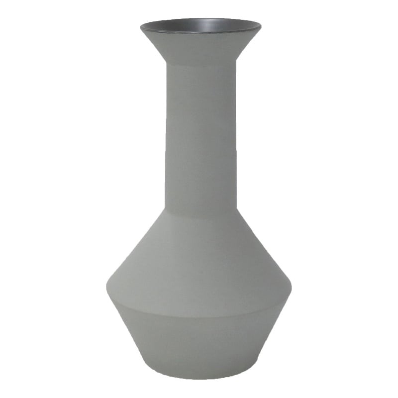 Benjara Accent Flower Vase- Narrow Neck Geometric Shape White Ceramic 14 Inch